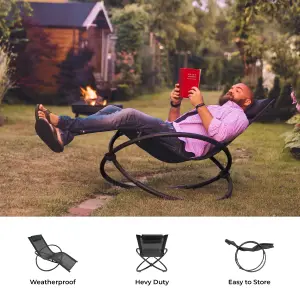 GardenKraft Rocking Moon Sun Lounger - Black Colour