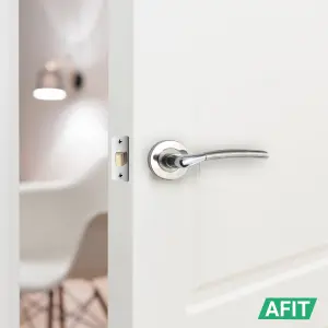 AFIT Internal Door Handle Polished Chrome Satin Nickel Duo Finish - 1 Pair Lever on Rose Round Boston Range