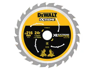 DEWALT XR FlexVolt Circular Saw Blade 216 x 30mm x 24T