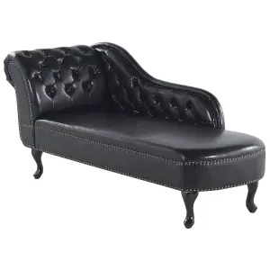 Left Hand Chaise Lounge Faux Leather Black NIMES