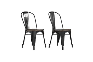 Fusion Dining Chair in Metal in Black, 2 pieces