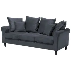 3 Seater Velvet Sofa Grey BORNHOLM