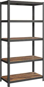 SONGMICS 5 Tier Shelving Unit, Rack, Industrial, Adjustable Shelves, for Living Room, Kitchen, Garage, Black & Rustic Brown