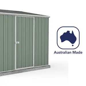 Absco 7.5ft x 5ft Pent Metal Storage Shed Single Door Green Garden Building