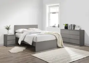 Grey 3 Piece Furniture Set Chest of Drawers Bedside Tables Birlea Oslo