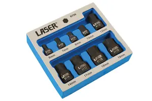 Laser Tools 6726 9pc Low Profile Hex Socket Bit Set 1/4" & 3/8" Drive