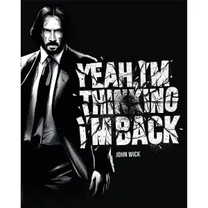 John Wick Yeah Im Thinking Im Back Wide Canvas Print White/Black (50cm x 40cm)