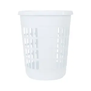 Wham 2 x Casa Plastic Deluxe Round Laundry Hamper Ice White