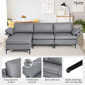 Costway Modern 3-Seater Sofa Couch Sofa Furniture L-Shaped Modular Sofa Set