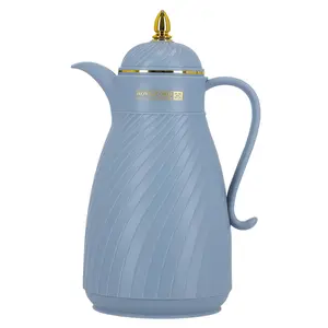 Royalford Glass Vacuum Flask, Vacuum Insulated Tea Carafe 1000ML -Heat & Cold Retention, Thermal Insulated Airpot, Blue