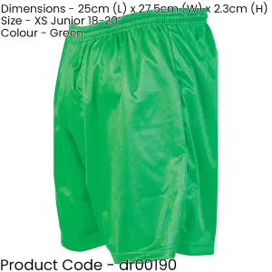 XS - GREEN Junior Sports Micro Stripe Training Shorts Bottoms - Unisex Football