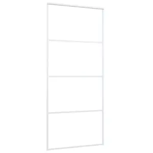 Berkfield Sliding Door Frosted ESG Glass and Aluminium 90x205 cm White