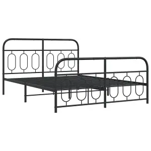 Berkfield Metal Bed Frame without Mattress with Footboard Black 140x190cm