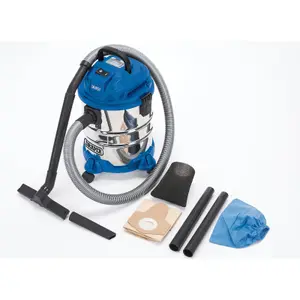 Draper 230V Wet and Dry Vacuum Cleaner with Stainless Steel Tank, 20L, 1250W  20515