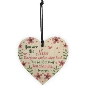 Red Ocean Wooden Heart Sign Gift For Nan Nanny Nanna Nan Gran Granny Birthday Mothers Day Gifts Presents