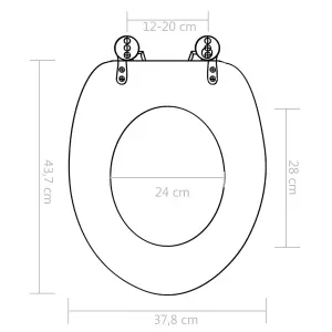 vidaXL WC Toilet Seat with Soft Close Lid MDF Porcelain Design