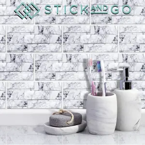 Stick and Go Self Adhesive Stick On Tiles Marble Tablet 8" x 4" Box of 8 Apply over any tile, or directly on to the wall