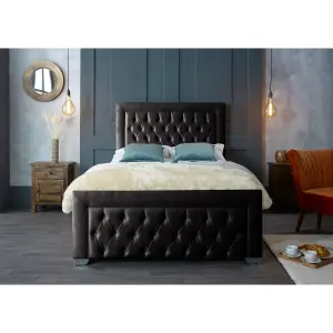 Gelson Plush Velvet Black Bed Frame