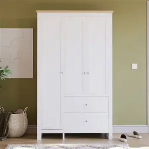 Vida Designs Arlington 3 Door 2 Drawer White Wardrobe