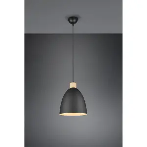 Luminosa Jagger Modern 25cm Dome Pendant Ceiling Light Black Matt - UK Stock