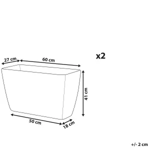 Set of 2 Flower Pot Stone Beige 60 x 27 x 41 cm BARIS
