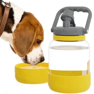 Tritan Water Bottle with Dog Bowl Mustard 1.5 Litre