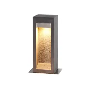 Elstead Parkstone Outdoor Pedestal Light Basalt Stone with Stainless Steel, 3000K, IP55