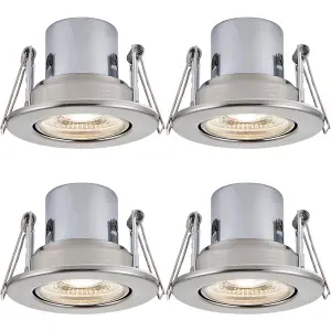 4 PACK Recessed Tiltable Ceiling Downlight - 8.5W Cool White LED Satin Nickel