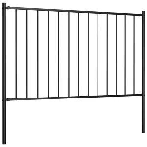 Berkfield Fence Panel with Posts Powder-coated Steel 1.7x0.75 m Black