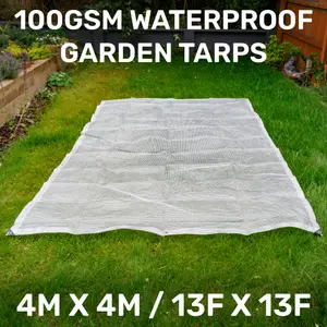 waterproof clear reinforced tarpaulin/builders tarp/camping ground sheet cover up (4m x 4m)