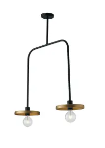 Luminosa TWIGA 2 Light Straight Bar Pendant Ceiling Light Black, Gold 85x91.3x25cm