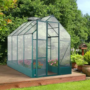 Outsunny Walk-in Greenhouse Garden Polycarbonate Aluminium w/ Smart Window 6x8ft