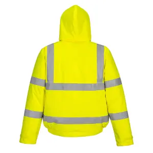 Waterproof Hi-Vis Bomber Jacket with Pack Away Hood