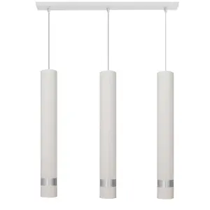 Luminosa Tuba Straight Bar Pendant Ceiling Light White, Chrome 60cm