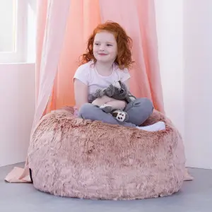 icon Kids Classic Faux Fur Bean Bag Chair Light Pink Bean Bags for Children