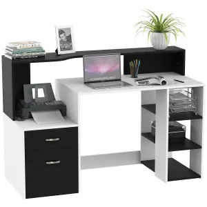 HOMCOM Multi-Storage & Workstation Desk Table Storage Shelves Home Office