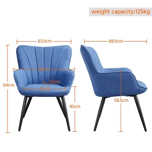 Yaheetech Blue Upholstered Curved Back Fabric Armchair