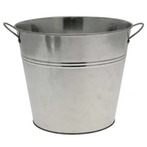 Galvanised Bucket Planter With Ear Handles - 22cm