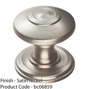 Ring Cabinet Door Knob Rose - 32mm Satin Nickel - Round Cupboard Pull Handle