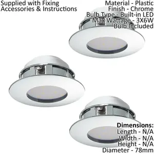 2 PACK 3 PACK Flush Ceiling Downlight Chrome Recessed Spotlight 6W LED