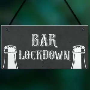 Red Ocean Novelty Lockdown Bar Sign Funny Home Bar Decor Sign Man Cave Garden Signs