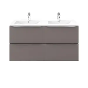 GoodHome Imandra Gloss Anthracite Wall-mounted Bathroom Vanity unit (H) 600mm (W) 1200mm