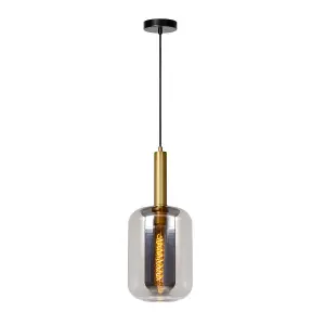 Lucide Joanet Modern Pendant Light 22cm - 1xE27 - Smoke Grey