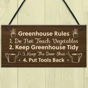 Greenhouse Rules Sign Hanging Garden Shed Sign Gift For Family Home Gift For Him Her