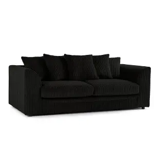 Luxor Jumbo Cord 3 + 2 + 1 Fabric 3 Piece Sofa Suite - Scatter Back Black