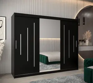 York I Mirrored Sliding Door Wardrobe in Black 2500mm (W)2000mm (H)2500mm (D)620mm - Smart and Stylish Storage Solution