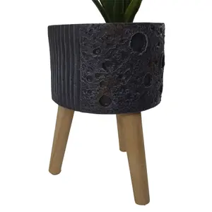 Moon Black Planter with Stand Extra Large