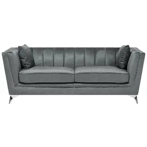 Beliani Modern Velvet Sofa Set Grey GAULA