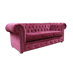 Chesterfield Handmade 3 Seater Sofa Pimlico Burgandy Fabric In Classic Style