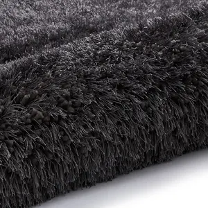 Dark Grey Handmade Modern Plain Shaggy Easy to clean Rug for Bed Room Living Room and Dining Room-60cm X 120cm